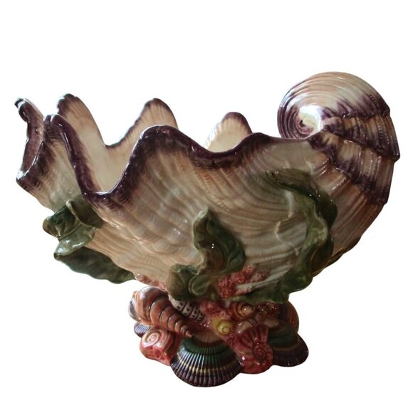 Vintage Fitz & Floyd Oceana Shell Centerpiece Bowl Y2K Retired GUC Small Chips - Picture 2 of 16